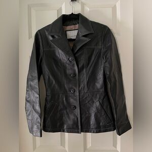 Vintage Wilsons Leather Black & Brown w/contrast stitching blazer like jacket XS